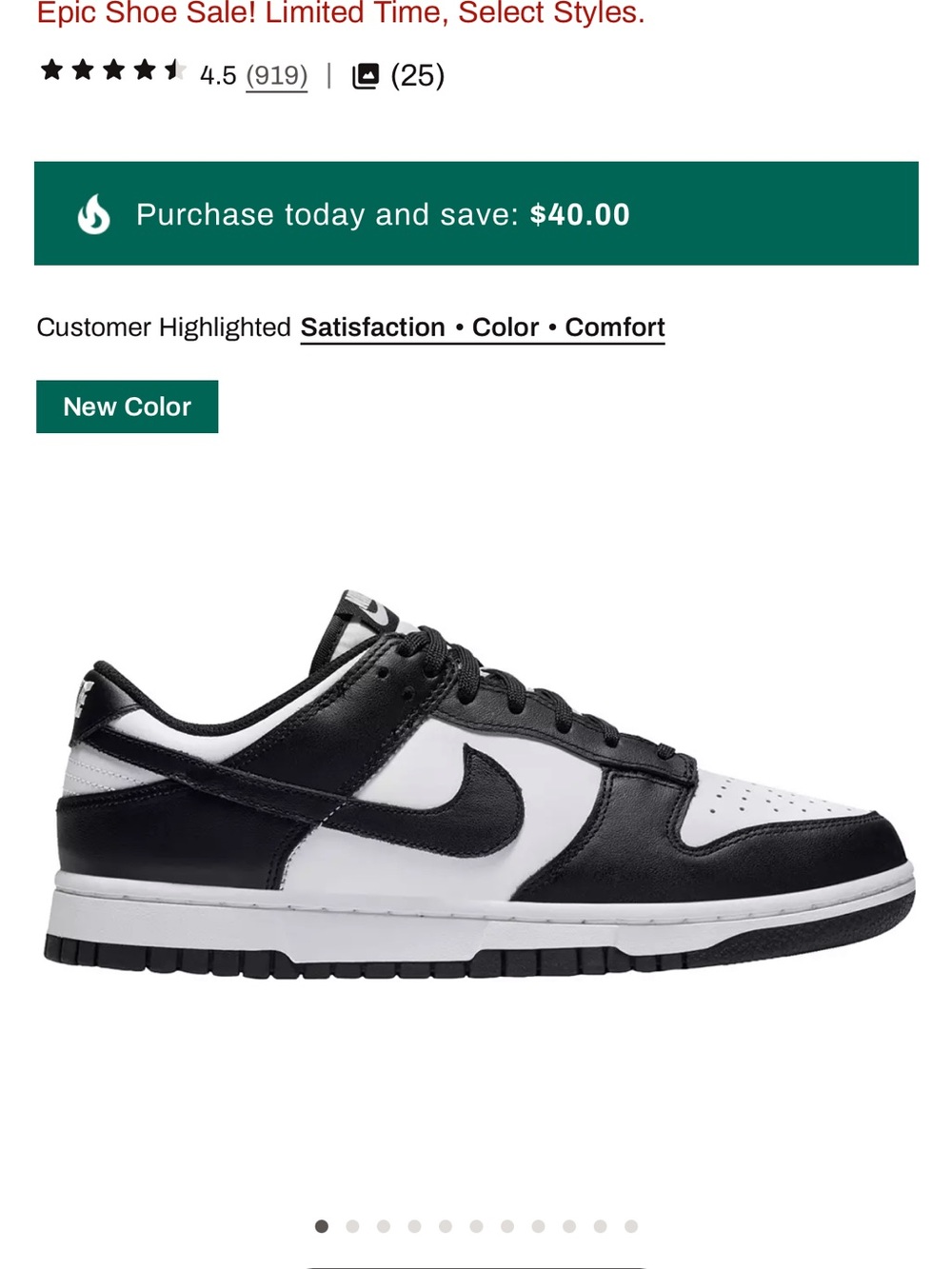 Women’s Nike Dunk Black & White Low-Top Leather Sneakers - - Picture 8 of 8